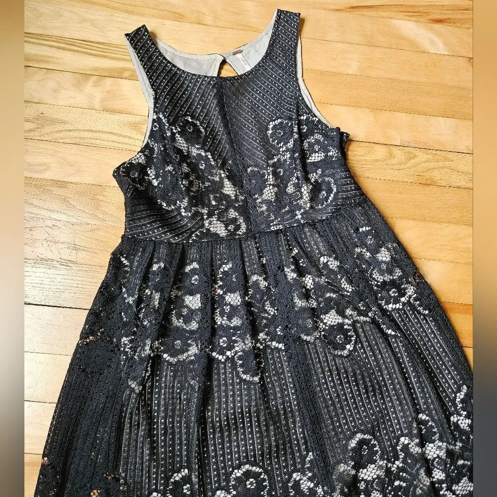 Free People Black Lace Overlay Dress